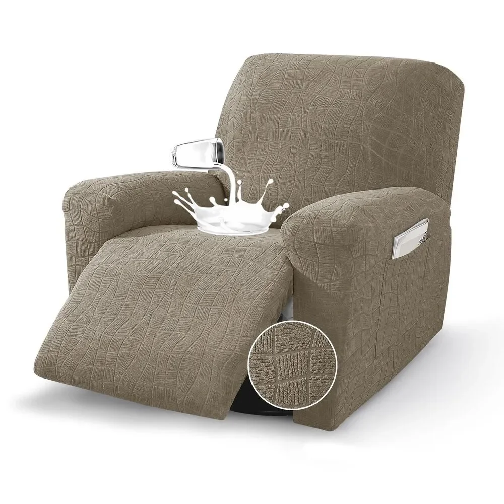 Waterproof Recliner Chair Cover 3 Pieces, Washable Lazy Boy Slipcover w/ Pockets